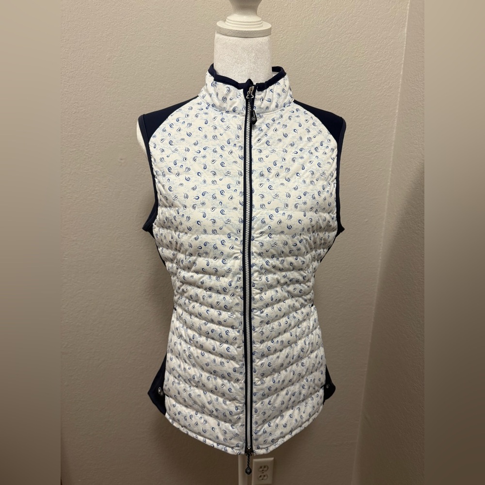 Peter Millar Navy and White Paisley Vest